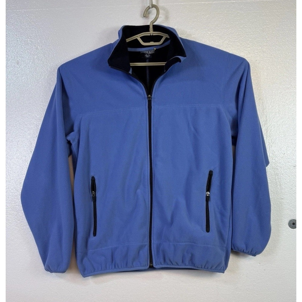Lands' End Mens Fleece Jacket Size M Blue Full Zip 38-40 Chest 42/43 Hipster